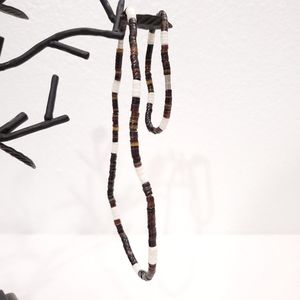 Brown & White PUKA Shell Necklace & Bracelet